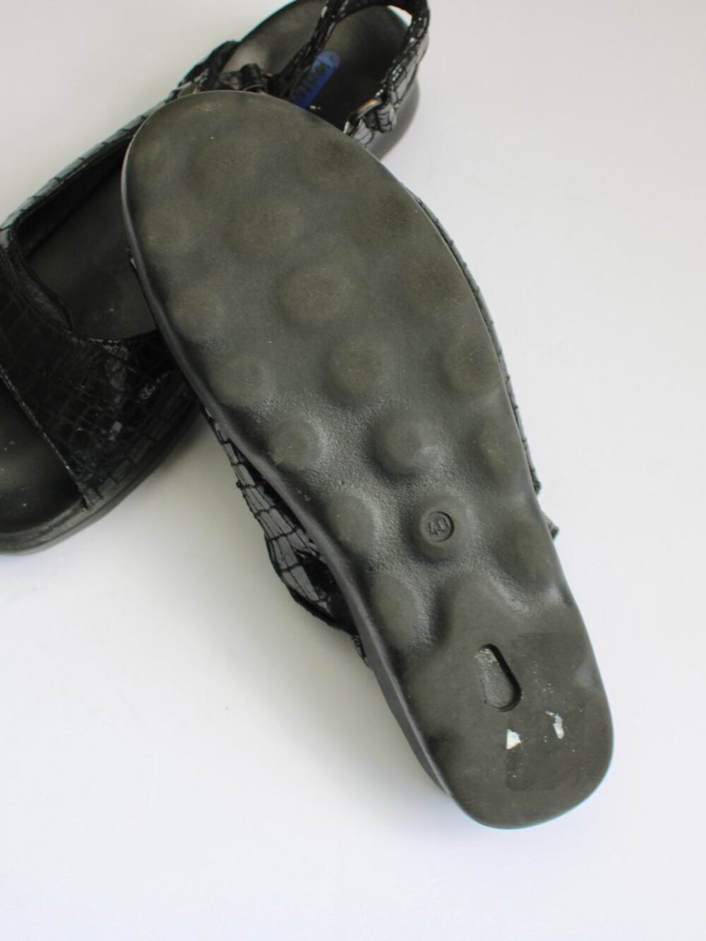 Wolky Black Croco Patent Leather Platform Pichu Sandals Women's Size 40 / 9 US - Picture 9 of 9